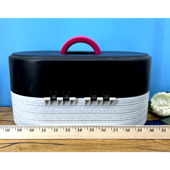 Vintage 80s 90s Caboodles Makeup Hair Accessory Storage Case Black Pink 920925 - Picture 2 of 9